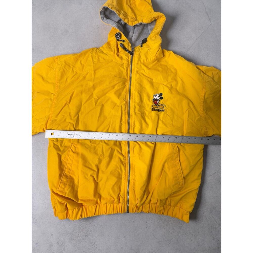 Vintage Disneyland Mickey Mouse Jacket Hooded Nylon Spell Out Yellow Lined Large - Picture 2 of 6